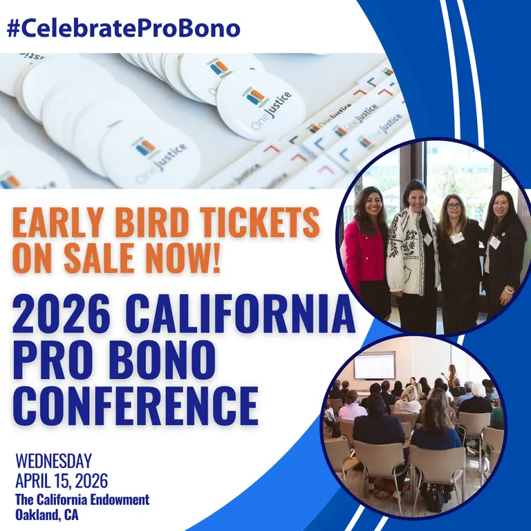 OneJustice California Pro Bono Conference Tickets on Early Bird Sale